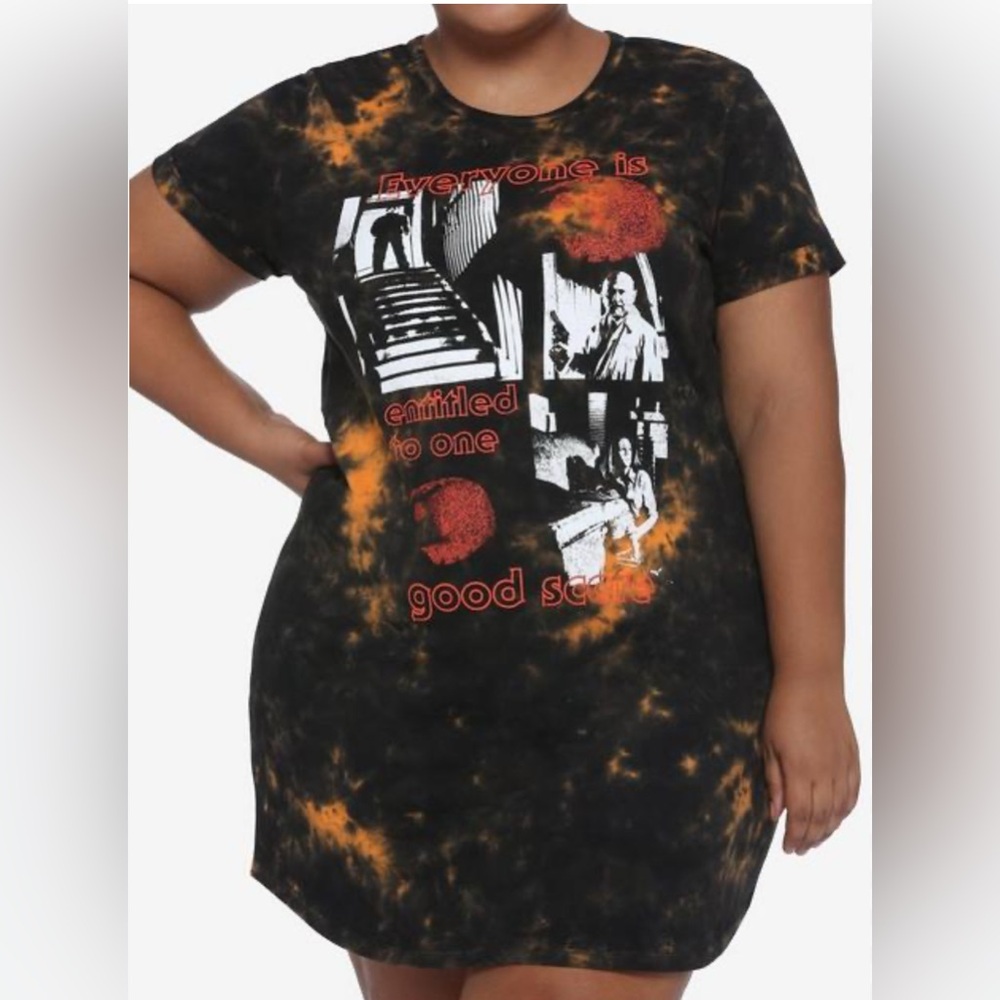 Halloween Michael Myers One Good Scare Cotton Tie-Dye T-Shirt Dress Size 12